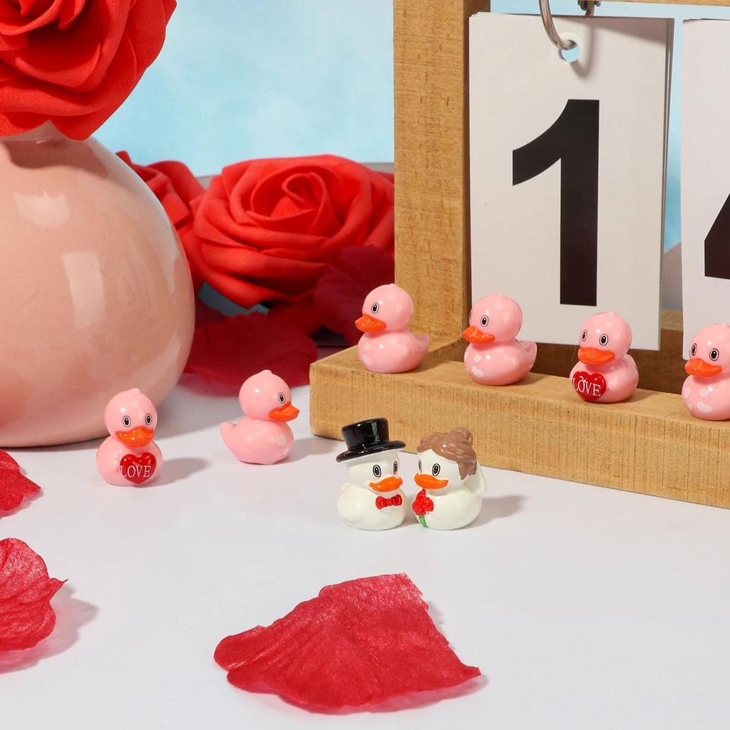 6/12Pcs Wedding Ducks Figurines Bride Groom Ornaments For Valentine Gift Decor