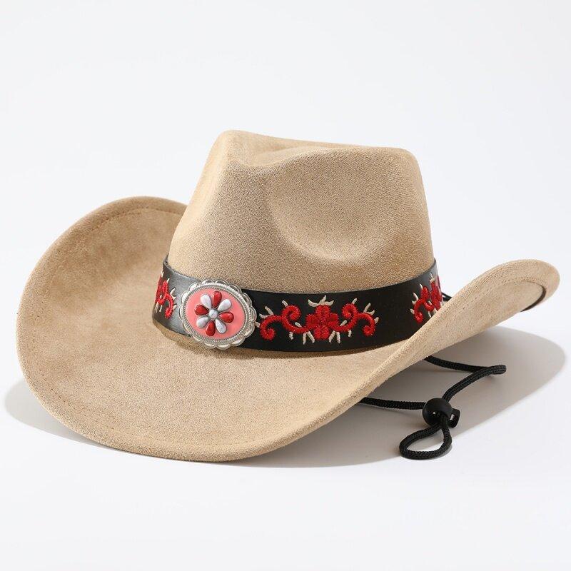 European and American retro western cowboy hat Tibetan big edge hat men's and women's jazz hat sunscreen riding hat sunshade hat belt