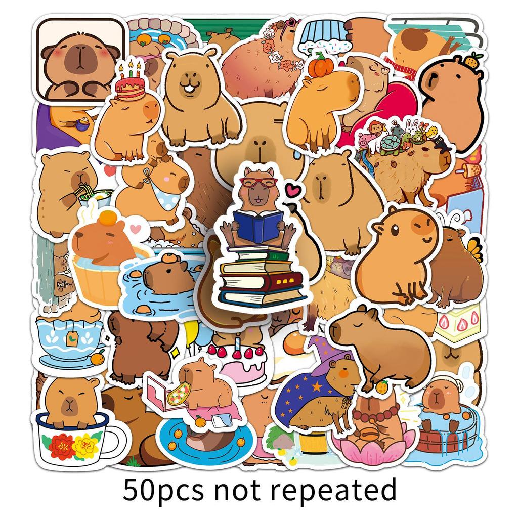 50 Capybara Cartoon Stickers: Cute Animal Decoration for Stationery and Phone