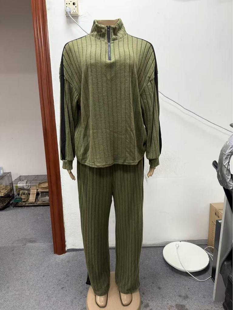 2025 European Style Plus Size Two-Piece Set: Casual Sweatshirt and Wide-Leg Pants for Women