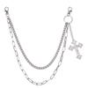 Punk Style Double Layer Cross Pendant Metal Chain Belt For Men Hip Hop Streetwear