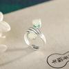 Natural Jade Heart Ring with Zircon Inlays
