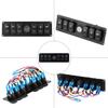 12V-24V 6 Gang Blue LED Rocker Switch Panel with Alarm Voltmeter for Car RV Boat Yacht Marine