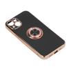 Mobile Phone Case for Iphone 13 with Rose Gold Glitter Plated Ring Stand Ultra Thin Flexible TPU Phone Protective Case