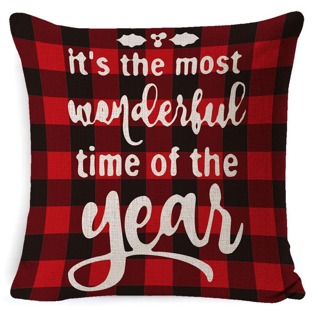Christmas Pillow Cover Home Sofa Cushion Elk Letter Print Cushion Cover Christmas Atmosphere