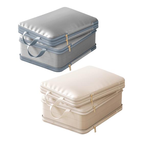 Compression Clothing Bag Zippered Space Saving Clothes Organizer Satin Self Compression Storage Bag for Comforters