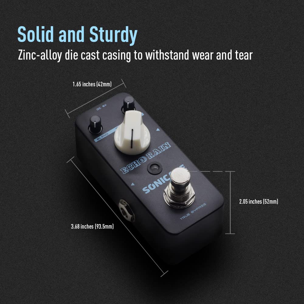 SONICAKE Delay Analog Delay Guitar Hybrid Digital Echo Rain Delay Guitar Effect True Bypass Pedal, Pedal, Pedal,