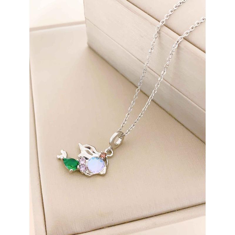Necklace Women's Summer Aurora Miniature Zirconium New Titanium Steel Necklace Fashion Accessory High-end Lockbone Chain
