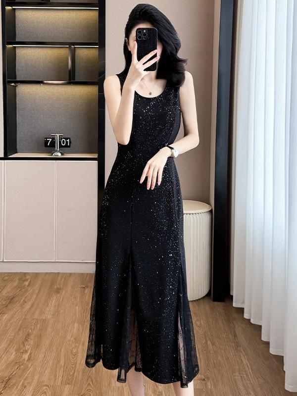 Starry Sky Sleeveless Dress with Sun Protection Cardigan