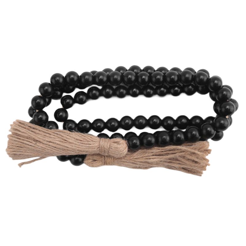 A20F-Wood Bead Garland Farmhouse Decor Wooden Beads With Tassel Boho Wall Rustic Home Coffee Table Decor Prayer Beads