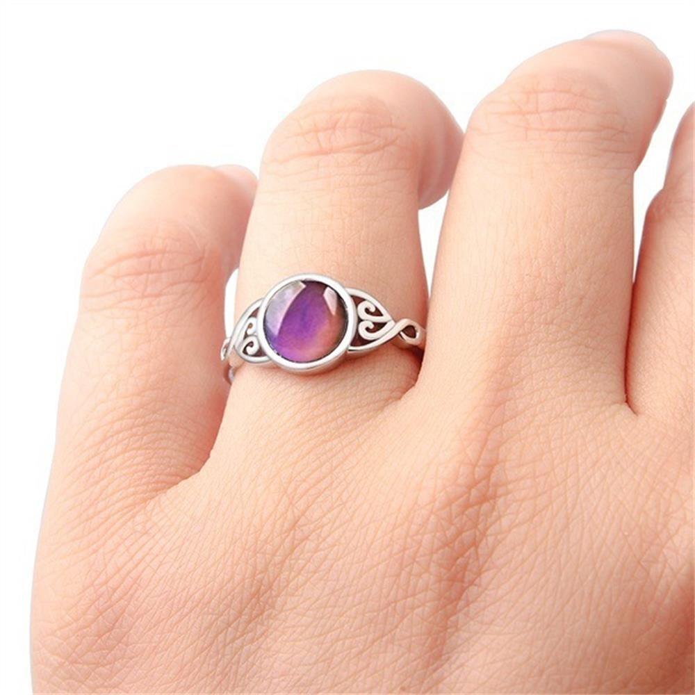 Size 5-10 New Fashion Gift For Women Girl Temperature Control Luminous Color Change Rings Mood Ring