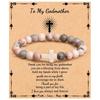 Emperor Stone Pink Zebra Beaded Bracelet with Cross Charm