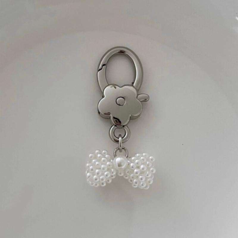 Mode Perle Schleife Blume Schlüsselanhänger Anhänger Süße Hängedekorationen Schlüsselring Charm für Geldbörse Tasche Rucksack Handtasche