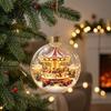 Decorative Hanging Spheres Glowing Christmas Ball Ornaments, Light-Up with Mini Holiday Scene, Acrylic Clear Decorations Tree Decor Warm LED Light for