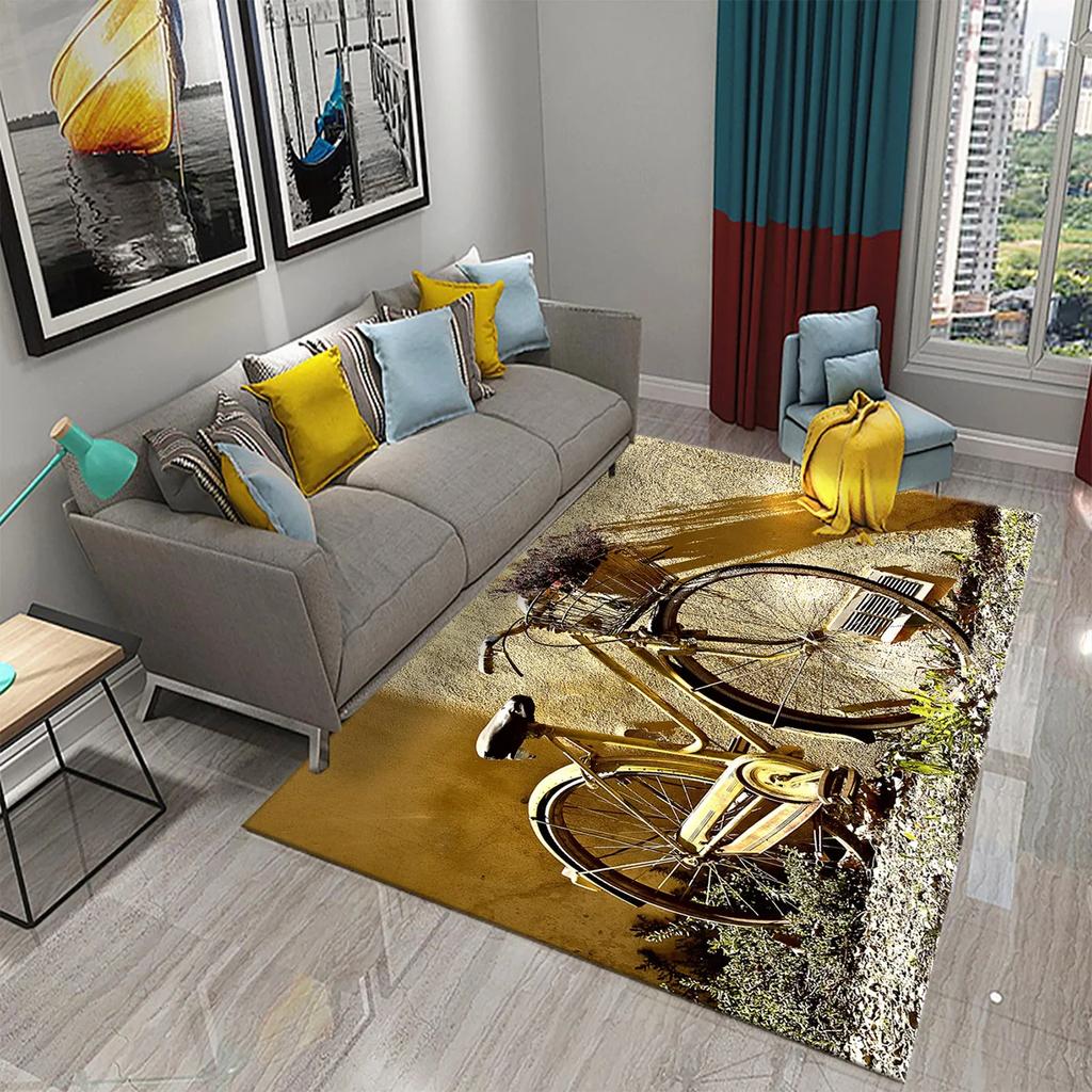 Dywan 3D w stylu vintage z rowerem Mata domowa do łazienki kuchni Dywan antypoślizgowy Mata dekoracyjna do salonu sypialni przedpokoju dla dzieci prezenty