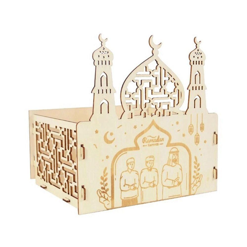 

Castles Shape Wooden Ramadan Kareem Food Tray Decorative Cake Dessert Display Party A