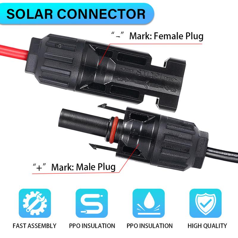 4-in-1 Solar Panel Connector To XT60/DC5521/DC7909 Solar Panel Extension Cable 12AWG Bipolar Link Silicone Tinned Copper Wire