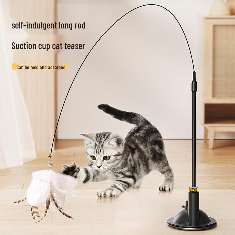 Self-Entertainment Cat Teaser Wand with Suction Cup - Stress Relief Toy for Kittens