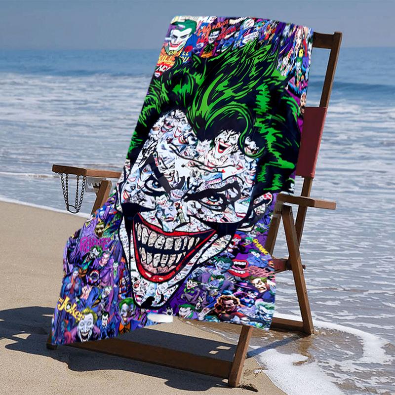 proof beach towel with a Joker pattern - soft,absorbent,quick-drying,machine washable - perfect for swimming,camping,bathing