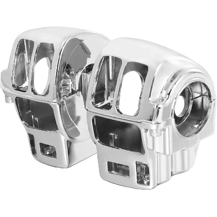 HDBUBALUS Handlebar Switch Housing Cover Case Switch Housing Caps Fit for Harley Touring Road King Tri Electra Glide 1996-2013 Chrome