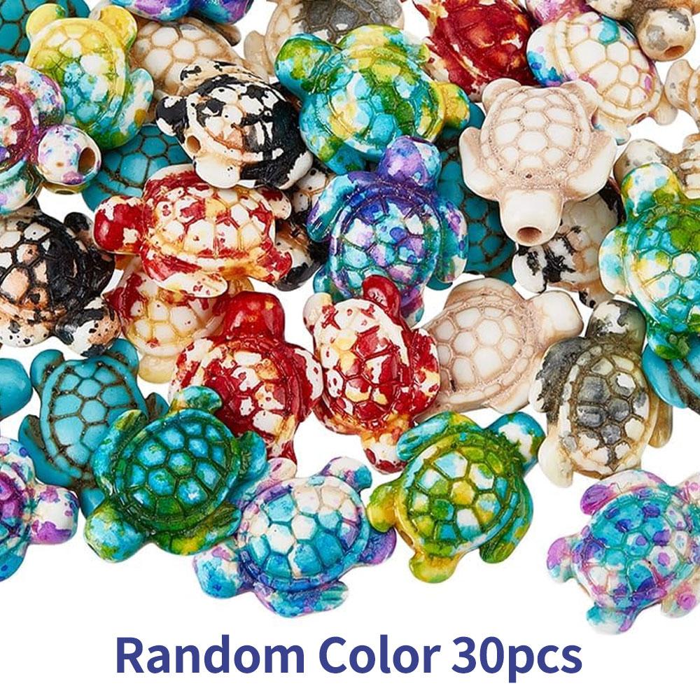 10/30/50 Pcs of Colorful Turtle Beads, Loose Turtle Beads, Turquoise, Marine Animals, Turtle Spacing Beads, DIY Crafts, Jewelry Necklaces, Bracelets
