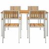 Outdoor Dining Set 5 Pcs Solid Acacia Wood and Stainless Steel