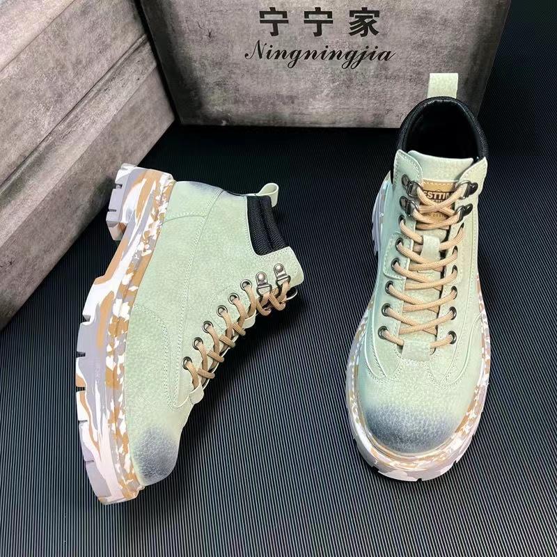 

Высокие кожаные ботинки с цветными блоками, модные мужские мотоциклетные ботинки до щиколотки, цветные дизайнерские ботинки для мужчин, роскошные мужские ботинки на шнуровке 43 зелёный