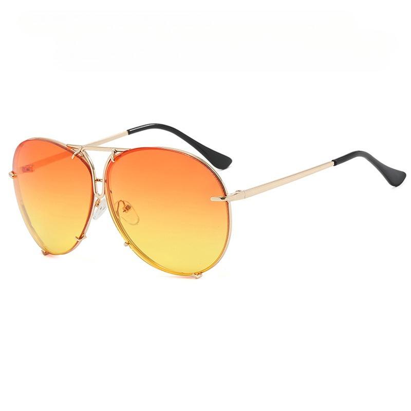 New Classic Pilot Oversized Men Sunglasses Vintage Metal Sun Glasses Women Mirror Gradient Colors Driving Male Shades UV400