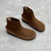 Johnature Stivaletti corti da donna in vera pelle punta tonda scarpe piatte comode casual con suola morbida in pelle bovina