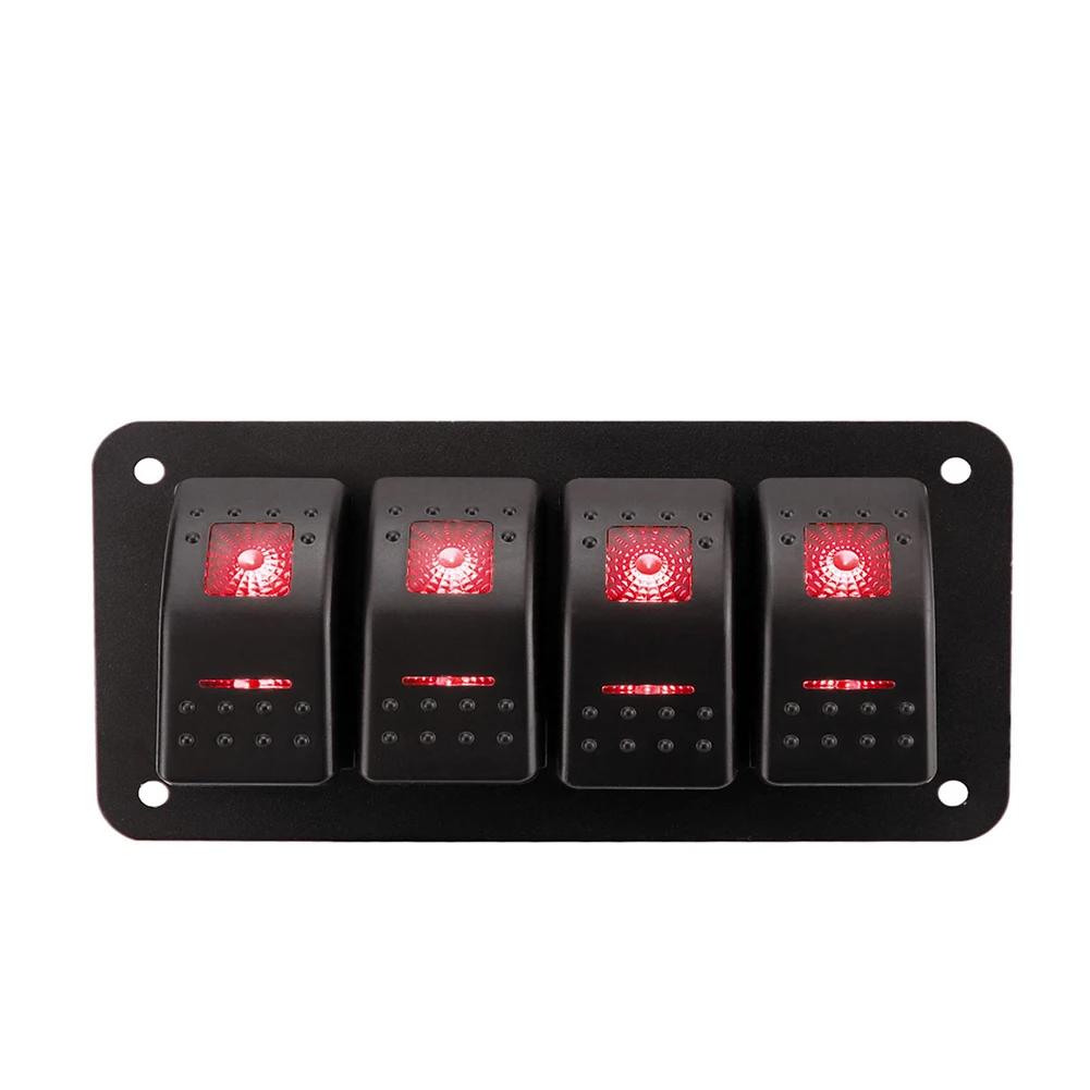 Universal Marine Boat 2/3/4/5/6/ 8 Group Rocker Switch Panel 5-pin Switches for 12V/24V Cars Trailers Red Green Indicator Light