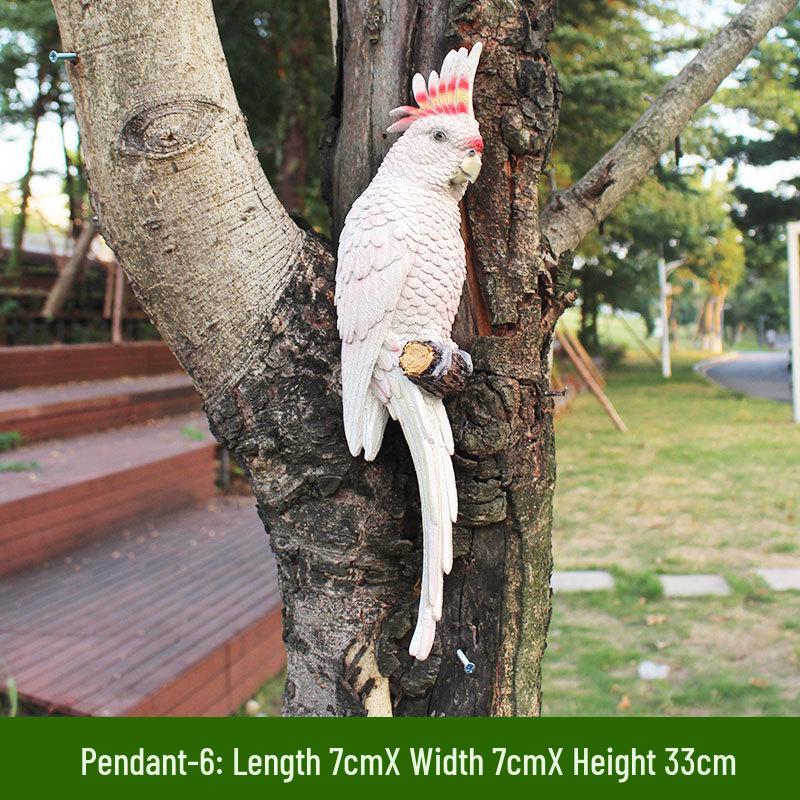 Parrot Tree Decoration: Cross-border Bird Model Resin Ornament for Courtyard