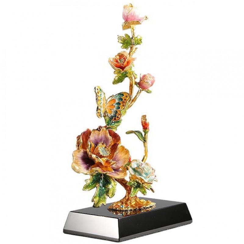 Enameled Metal Decorative Sculpture Plant Design Luxury Home Tabletop Ornament Zinc Alloy Crafted Statement Piece