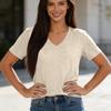 Women's Casual V Neck Short Sleeve Basic T Shirt Lightweight Soft Fabric Comfortable Fit Everyday Wear