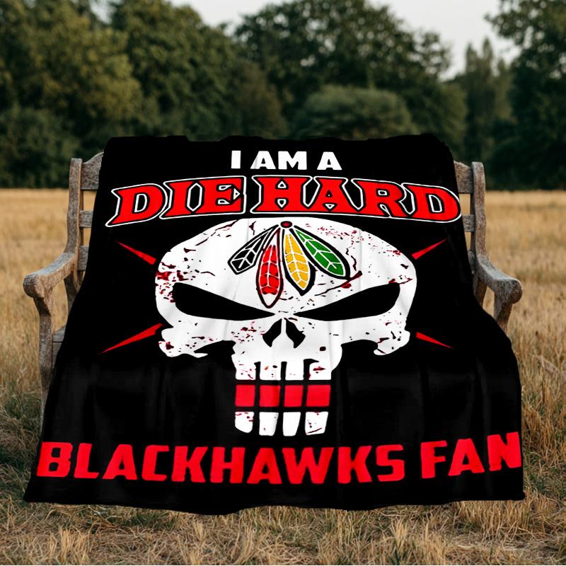 Chicago Hockey Decke Flanell Überwurf für Sofa, Innenbereich, Camping, Wohnzimmer, Büro, Stuhl und Bett Weiches Geburtstagsgeschenk