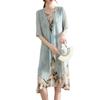 Elegant Chiffon Summer Dress Set for Mature and Elderly Women - Stylish Two-Piece Skirt Ensemble