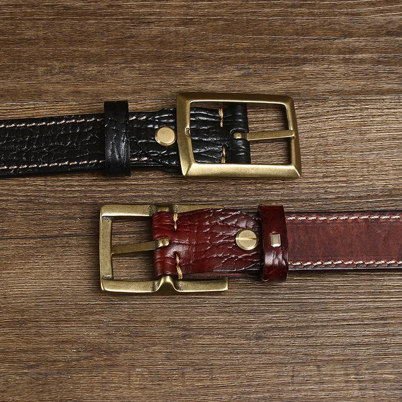 3.3CM Mens Belts Luxury Retro Super Thick Genuine Leather Belt Ceinture Designer Brass Belt Buckle Men's Belt for Jeans