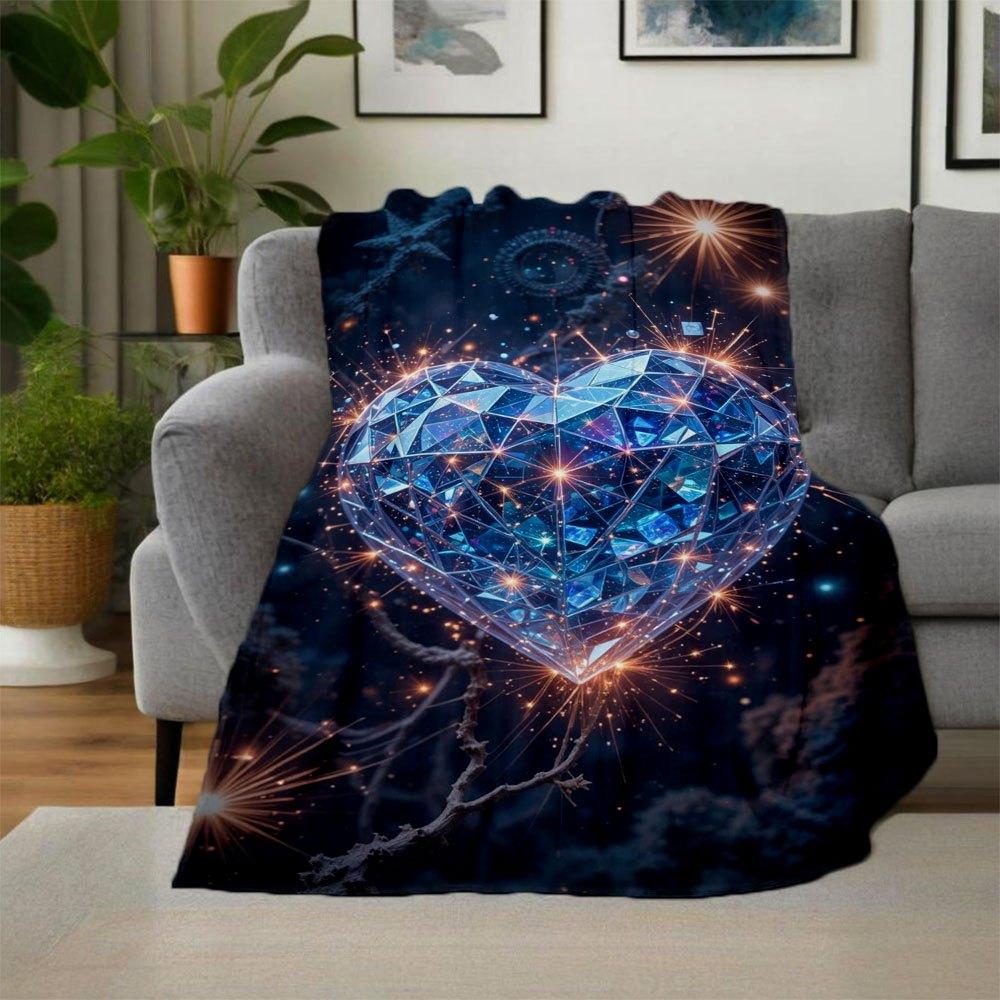"Magical Crystal Heart Wall Art Decor"Blanket Flannel Throw Blanket for Sofa, Bed, Travel, Camping, Office, Couch, Chair, And Bed Gift for C