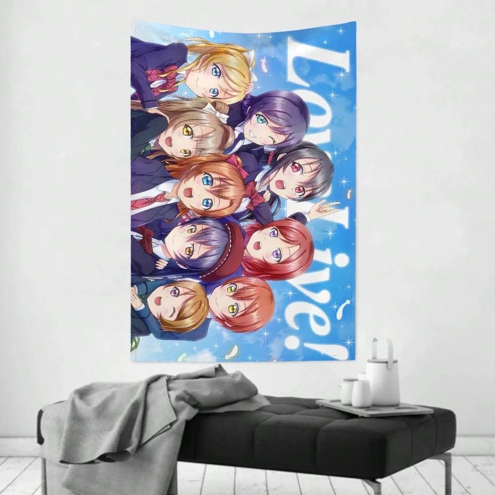 

Love Live Superstar Tapestry Flat Print Wall Hanging Backdrop Anime Wall Decor for Bedroom Party Home Decoration 74x94cm(29x37in)