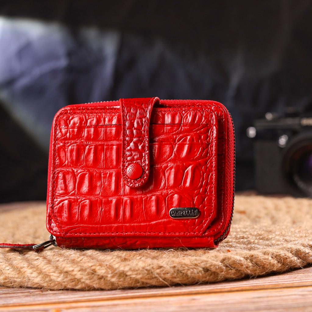 Original Women's Purse Made of Genuine Textured Leather CANPELLINI Wallet 21489 Red