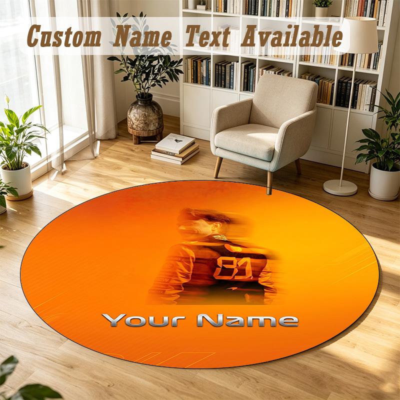 Round Rug Custom NameOscar Piastri Pattern Non Slip Carpet Home Floor Decor