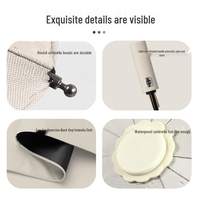 High-End Black Automatic Folding Umbrella with Sunshade and Customized Logo