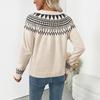 2025 Autumn and Winter New Casual Retro Ethnic Style Loose Round Neck Fair Isle Sweater