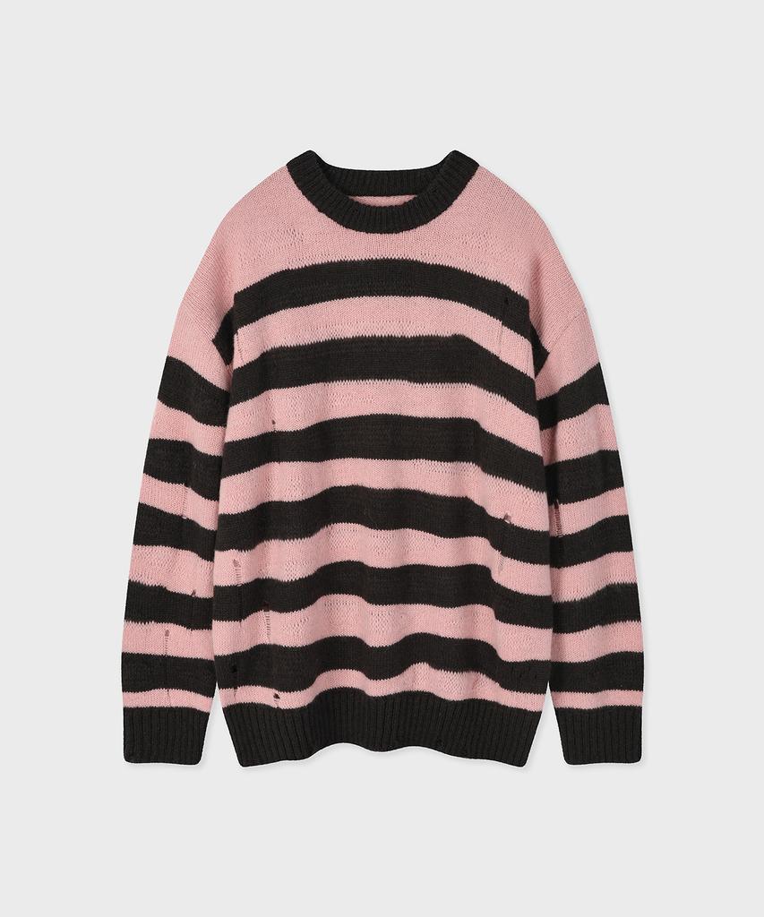 PALETTE Grunge Striped Knit Pink