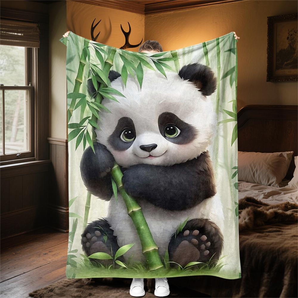 1PC panda bambooOutdoor Flannel Blanket - Soft Plush Decor for Picnics, camping, Bedroom, Playroom, Office, or Lunch Break 1311A