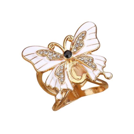 Lightweight Scarf Ring Jewelry Enamel Butterfly Ring, Sparkling Rhinestone Slide Durable for Women Retro Elegant Wrap Holder Neckerchiefs Scarves