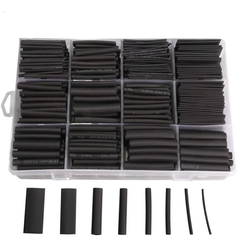 400 Pcs Black Insulation Sleeving PE Shrink Tubing Heat Shrink Tubing Kit  Marine Grade Shrink Wrap