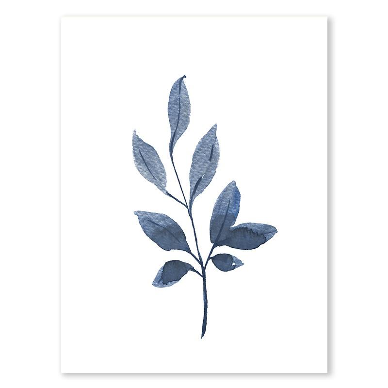 Indigo Blue Botanical Posters Navy Branches Plant Leaves Wall Art Canvas Painting Nordic Living Room Interior Home Decor Mural