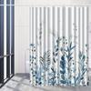 1Pc Nordic Modern Fresh Blue Plant Flower Shower Curtain, High-End Elegant Bathroom Curtain, Bathroom Decoration Pattern