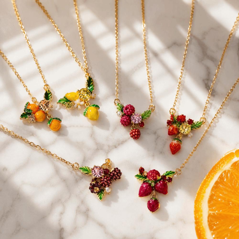Mulberry Fruit Necklace Lemons Collarbone Chain Fashion Fruits Choker Vacation
