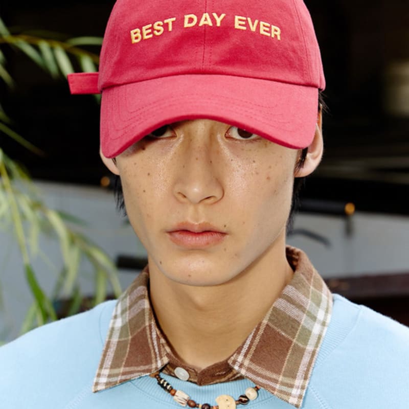 HolidayVisitor Washed Letter Ball Cap Wine